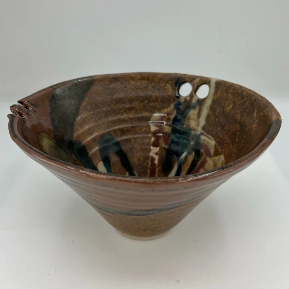 Hand Thrown Drip Glaze Pottery Rice Noodle Bowl Chopstick Rest Colorful